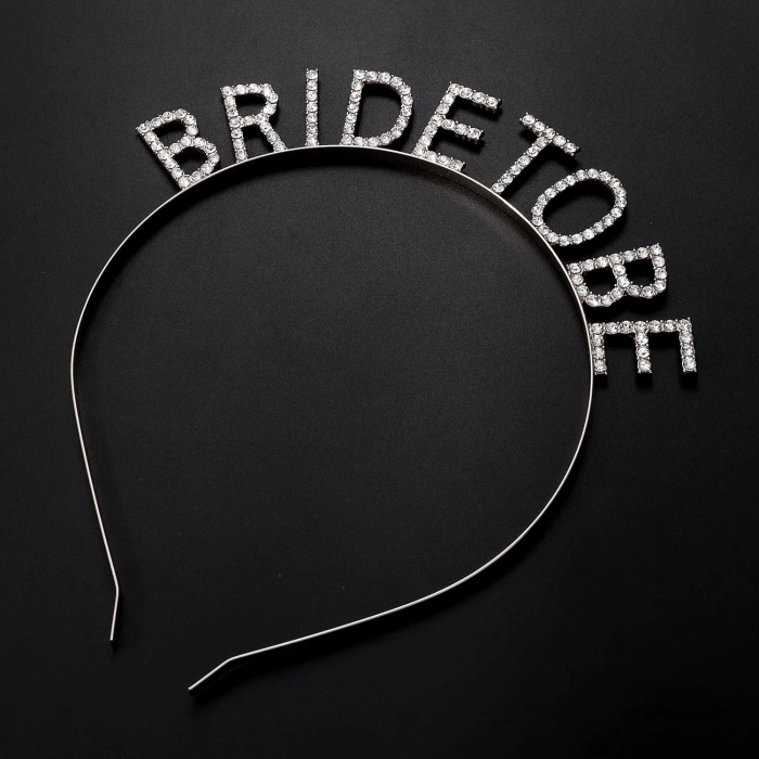 VipMarketim Gümüş Kaplama Kristal Taşlı Bride To Be Gelin Tacı