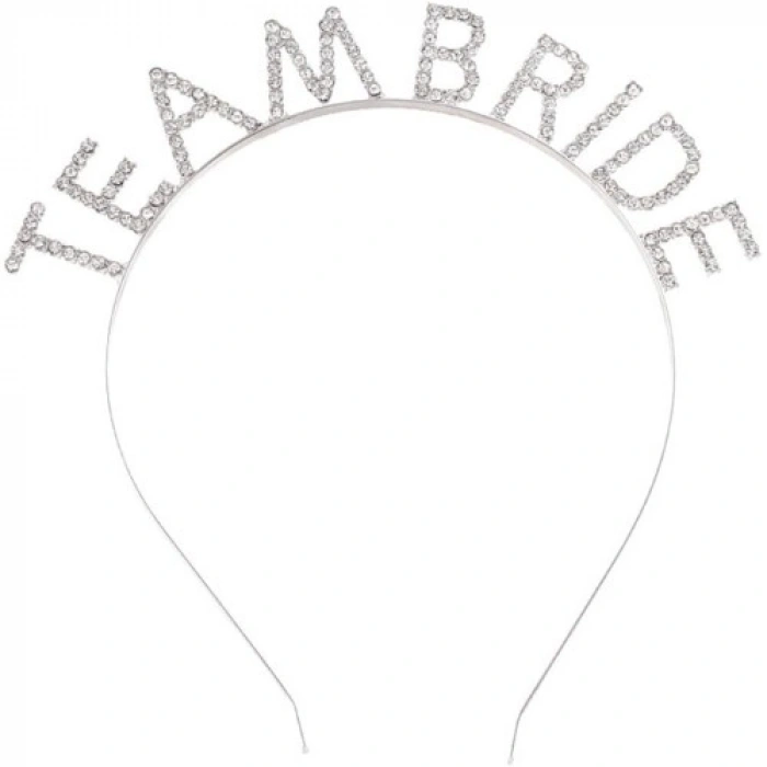 VipMarketim Gümüş Kaplama Kristal Taşlı Team Bride Taç 16x17 cm
