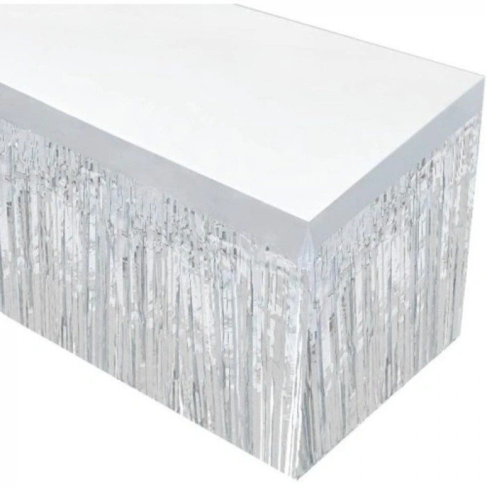 VipMarketim Gümüş Metalize Masa Eteği 275x75 cm – Kendinden Yapışkanlı