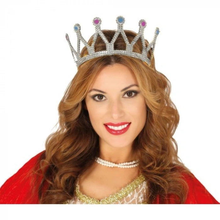 VipMarketim Gümüş Renk Çocuk ve Yetişkin Uyumlu Kraliçe Tacı Prenses Tacı 8X25 cm