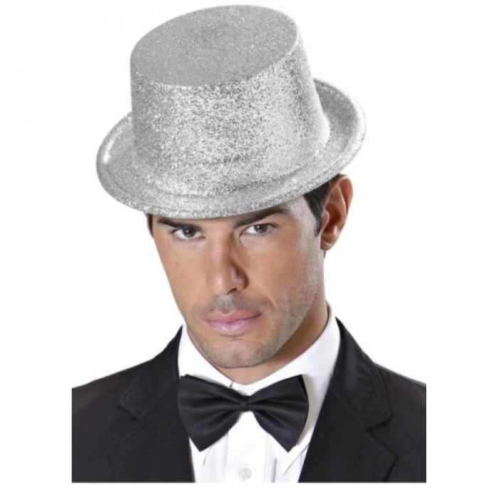 VipMarketim Gümüş Renk Uzun Plastik Simli Parti Şapkası