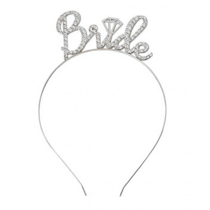 VipMarketim Gümüş Renkli Taşlı “Bride” Gelin Tacı