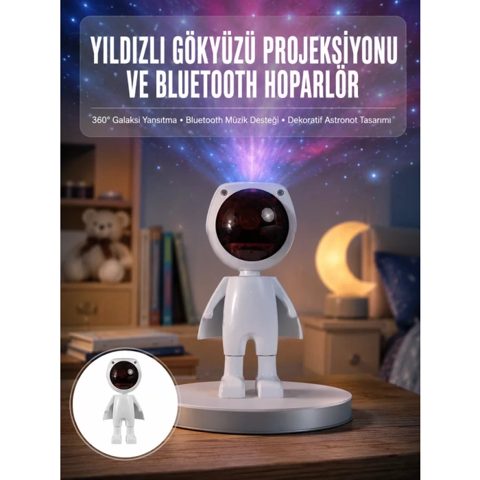 VipMarketim Gün Batımı Lambası Işık Arka Plan Projektör Sevimli Astronot Enerji Tasarruflu Yeni Nesil