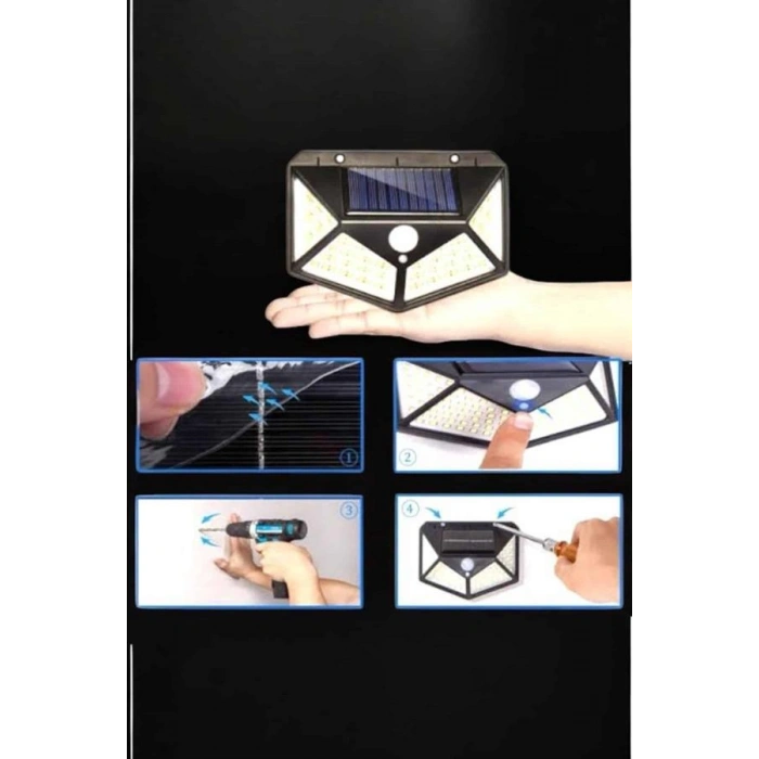VipMarketim Güneş Enerjili Bahçe Aydınlatma Lambası Solar 100 Led Lamba