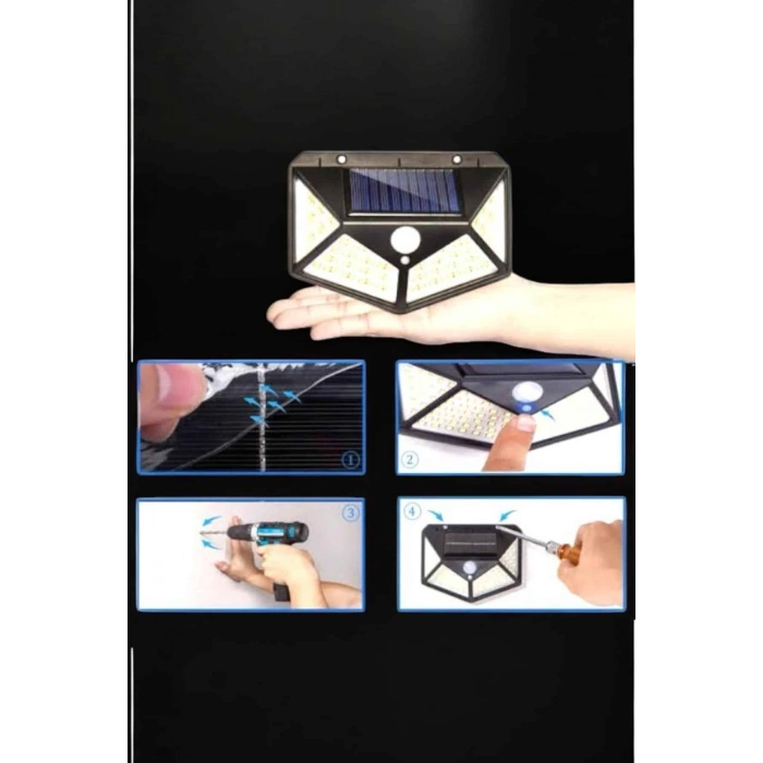 VipMarketim Güneş Enerjili Bahçe Aydınlatma Lambası Solar 100 Led Lamba