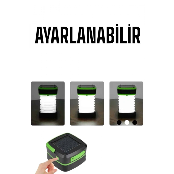 VipMarketim Güneş Enerjili Led Lamba Kamp Lambası Katlanabilir Lamba USB Şarjlı