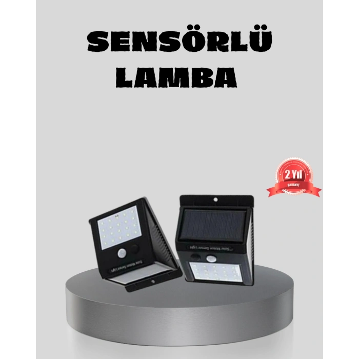 VipMarketim Güneş Enerjili Sensörlü Dış Mekan Duvar Lambası – 3 Modlu 2200mAh Pil 120° Algılama