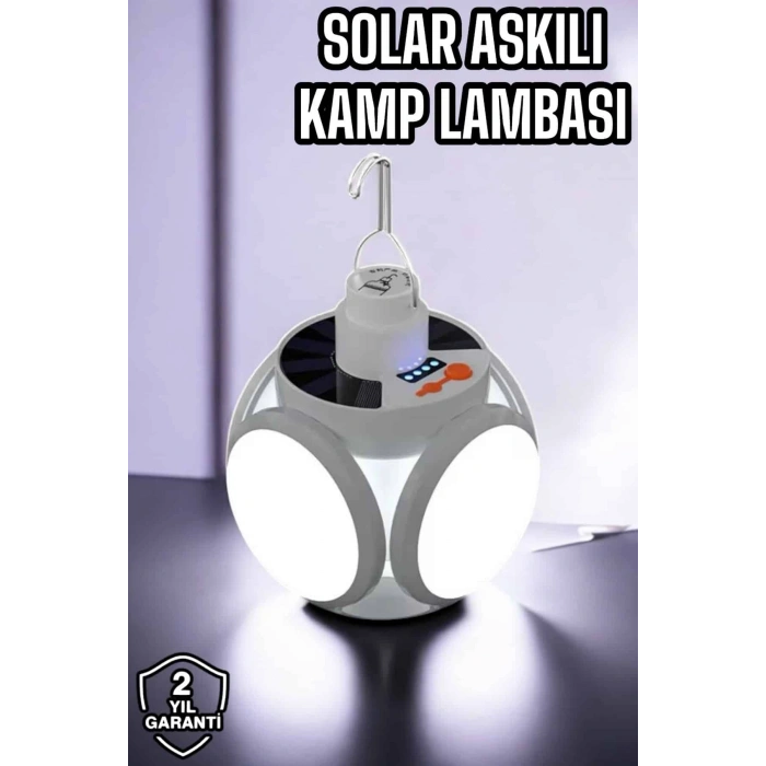 VipMarketim Güneş Enerjili Solar Aydınlatma Kamp Çadır Lambası Şarjlı Ampül Led Şarjlı El Feneri Işıldak