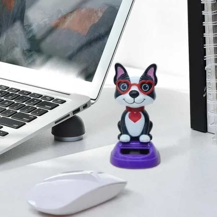 VipMarketim Güneş Enerjili Solar Sallanan Gözlüklü Köpek Figürü