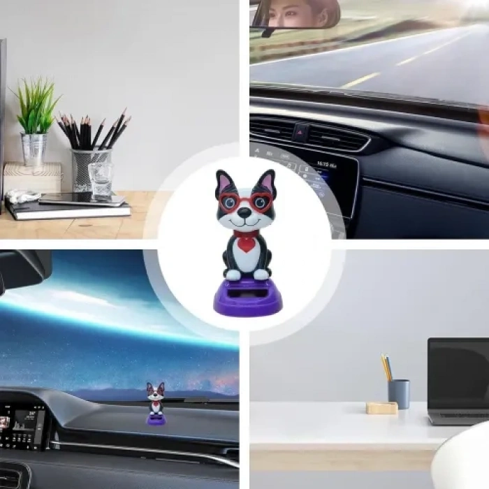 VipMarketim Güneş Enerjili Solar Sallanan Gözlüklü Köpek Figürü