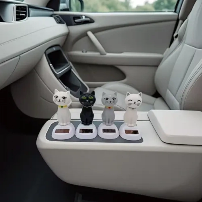 VipMarketim Güneş Enerjili Solar Sallanan Kedi Figürü