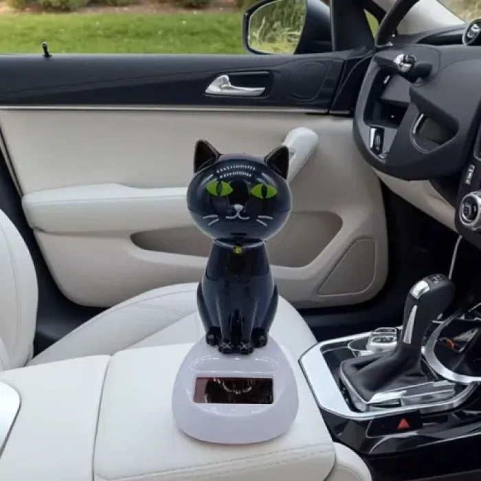 VipMarketim Güneş Enerjili Solar Sallanan Kedi Figürü