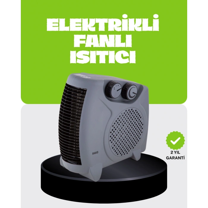 VipMarketim Güvenli Elektrikli Fanlı Isıtıcı Termostatlı Hızlı Isıtma