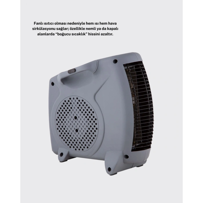 VipMarketim Güvenli Elektrikli Fanlı Isıtıcı Termostatlı Hızlı Isıtma