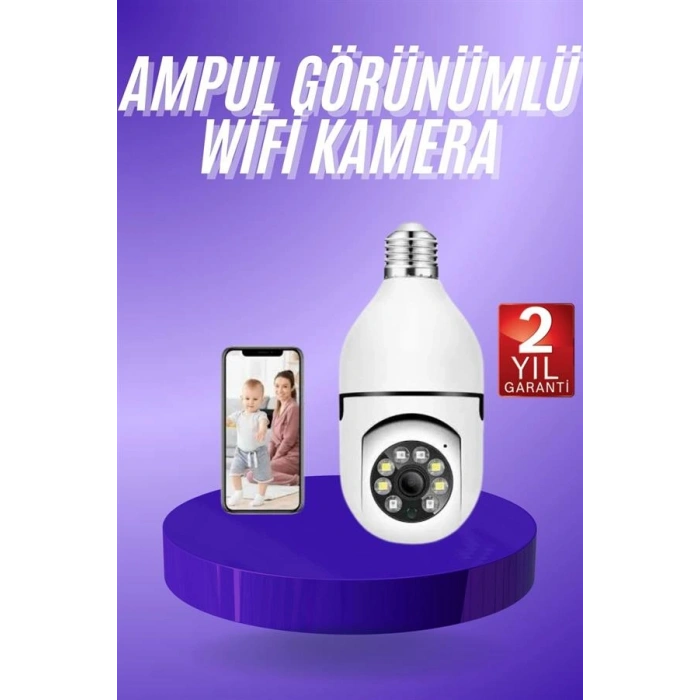 VipMarketim Güvenlik Kamerası Wi-Fi Özellikli 360 Derece Full Hd 1080p Ampül Kamera