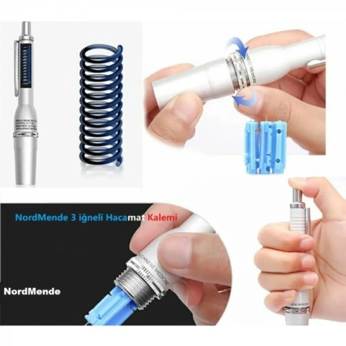 VipMarketim Hacamat kalemi 3 İğneli 100 ADET İĞNE HEDİYE