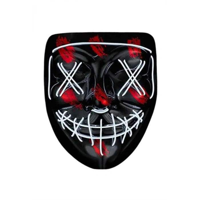 VipMarketim Hallowen Parti Maskesi Neon Led Işıklı Maske 3 Modlu Cadılar Bayramı Maskesi