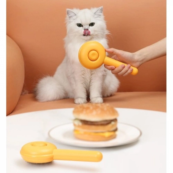 VipMarketim Hamburger Şekilli Otomatik Temizlenen Evcil Hayvan Tarağı