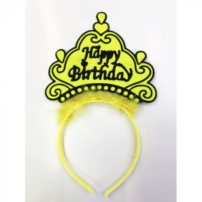 VipMarketim Happy Birthday Yazılı Neon Renk Taç 12 Adet