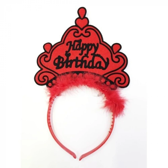 VipMarketim Happy Birthday Yazılı Neon Renk Taç 12 Adet