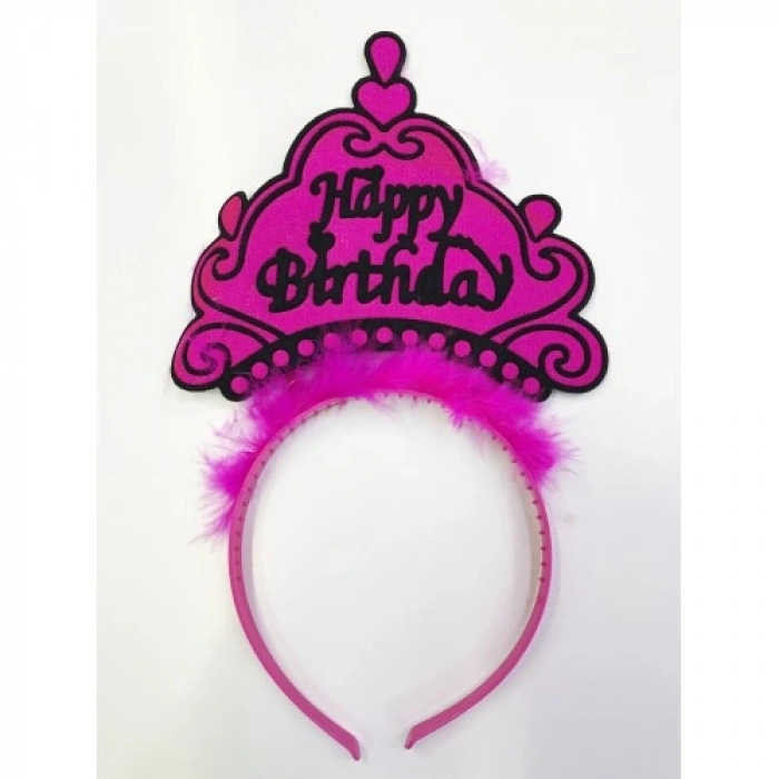 VipMarketim Happy Birthday Yazılı Neon Renk Taç 12 Adet