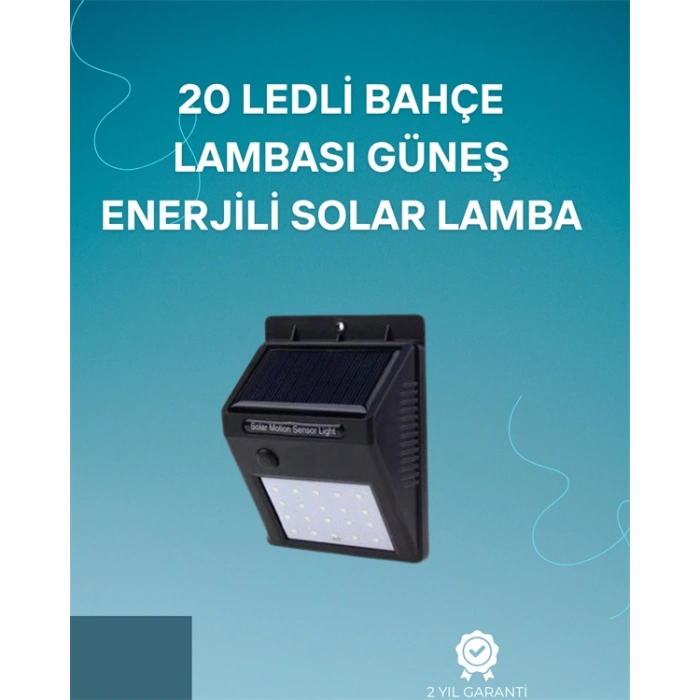 VipMarketim Hareket Sensörlü Solar Lamba | 120° Algılama Açısı 3-4 Metre Mesafe Suya Dayanıklı LED