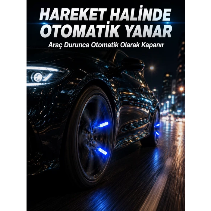 VipMarketim Hareketle Yanan LED Sibop Işığı 4lü Araç Lastik Lambası