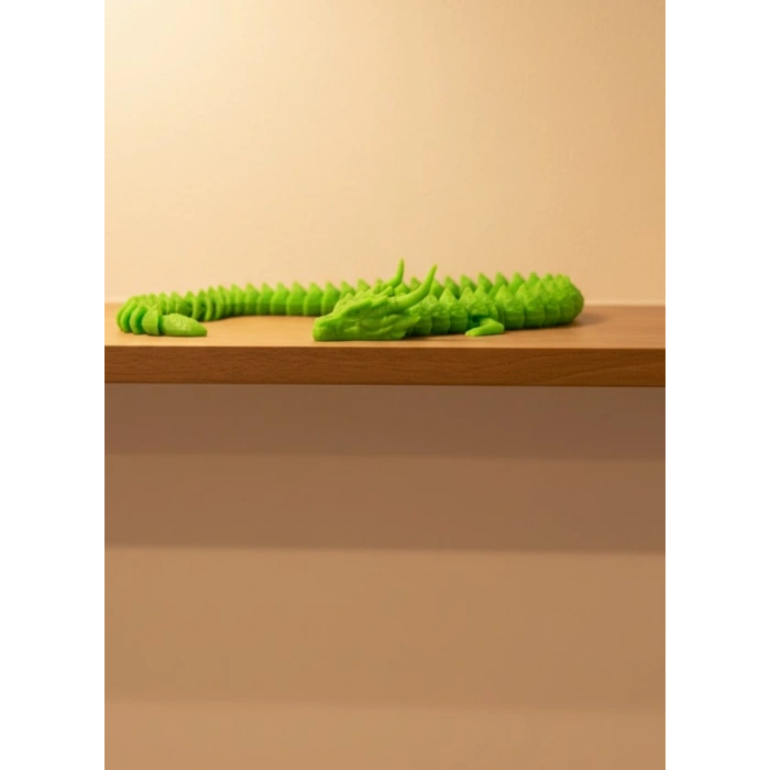 VipMarketim Hareketli Yeşil Ejderha Figür Uzun Gövdeli Koleksiyonluk Tasarım