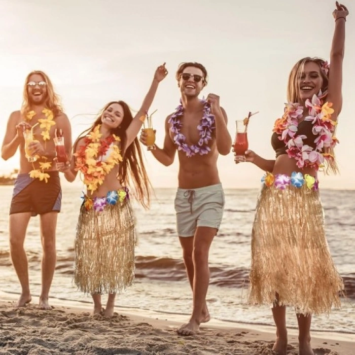 VipMarketim Hawaii Tarzı Hula Eteği – 60 cm Hasır Naturel Etek