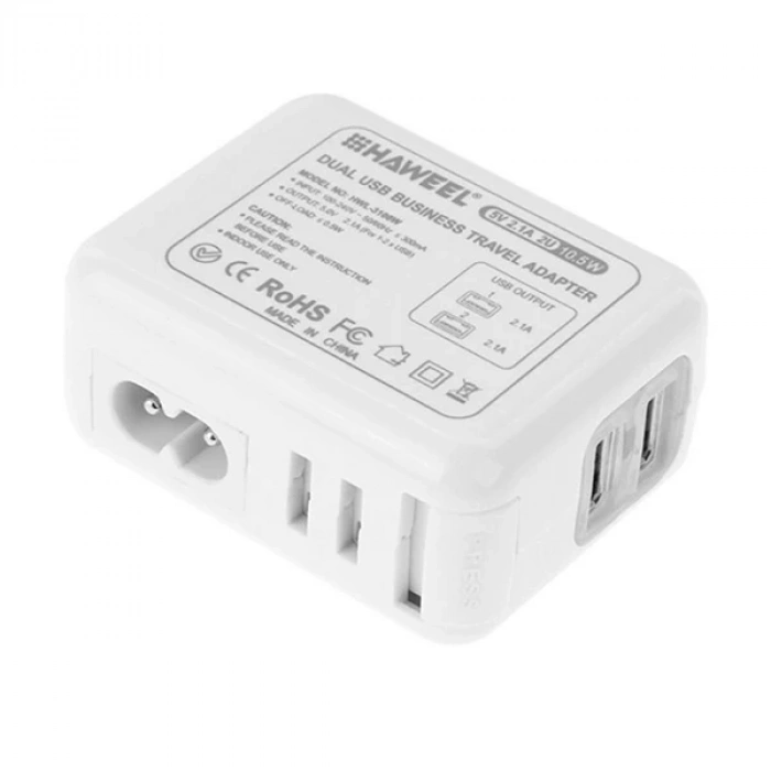 VipMarketim Haweel Universal Seyahat Şarj Adaptör İPhone Ve 1 Mikro Usb Şarj Kablosu Set-(5775)