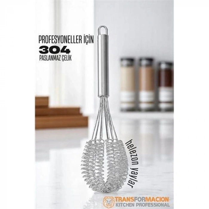 VipMarketim Helezon Yaylı Çırpıcı 304 Paslanmaz Çelik Makarna Çırpıcı Çırpma Teli
