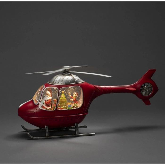 VipMarketim Helikopter Tasarımlı Işıklı Müzikli Kar Küresi