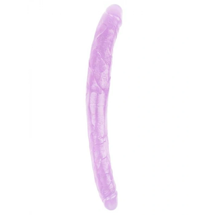 VipMarketim Hi-Rubber Şeffaf Jel Çift Taraflı Dildo - 45cm Mor