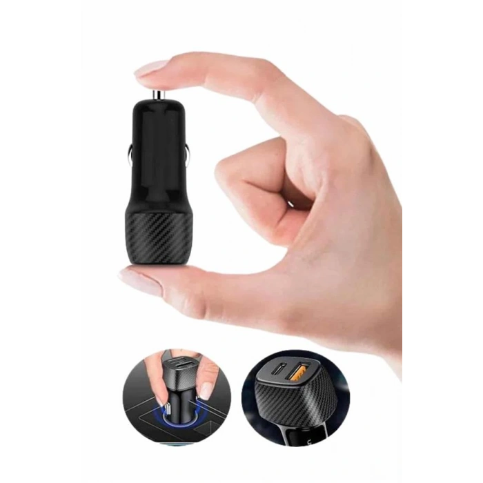 VipMarketim Hızlı Oto Şarj Cihazı 38W Çift Girişli HIzlı Şarj Oto Çakmaklık Type-C