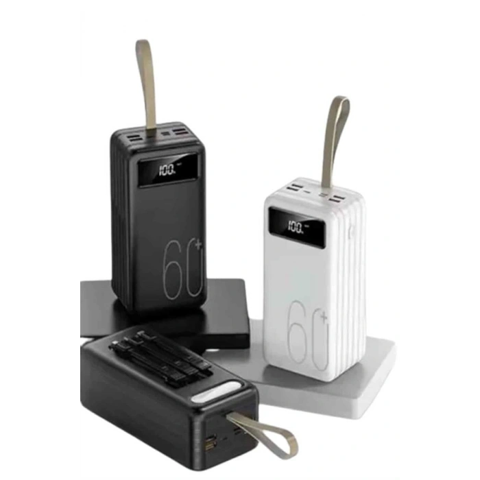 VipMarketim Hızlı Şarj 4 Çıkışlı Powerbank 60.000 Mah Taşınabilir Dijital Göstergeli