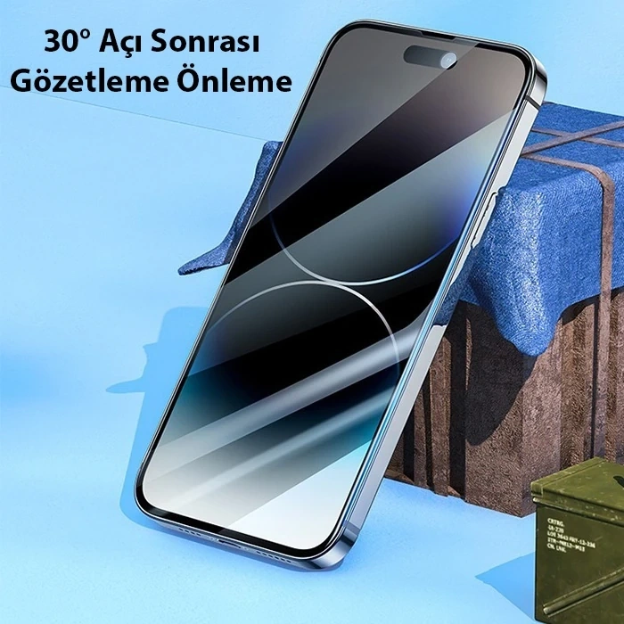 VipMarketim Hoco iPhone 14 Pro Prıvacy Serisi Hayalet Full Koruma Cam Ekran Koruyucu-(5775)