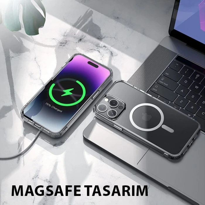 VipMarketim Hoco iPhone 15 Pro Anti-Fall Darbe Önleyici Airbag Manyetik Magsafe Silikon Kılıf-(5775)