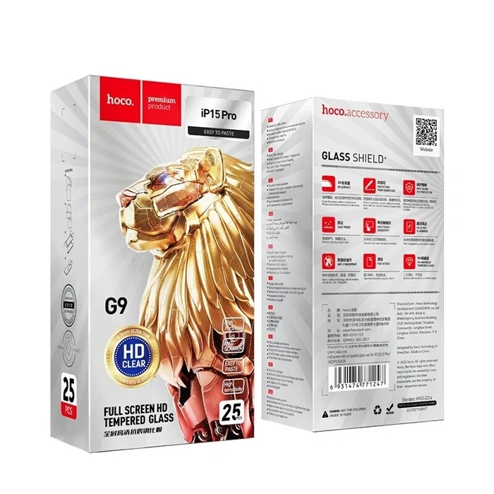 VipMarketim HOCO iPhone 15 Pro Full HD Tempered Kırılmaz Cam Ekran Koruyucu 25 Adet Set-(5775)