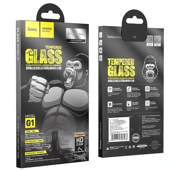 VipMarketim HOCO iPhone 15 Pro Max Full Screen HD Tempered Kırılmaz Cam Ekran Koruyucu-(5775)