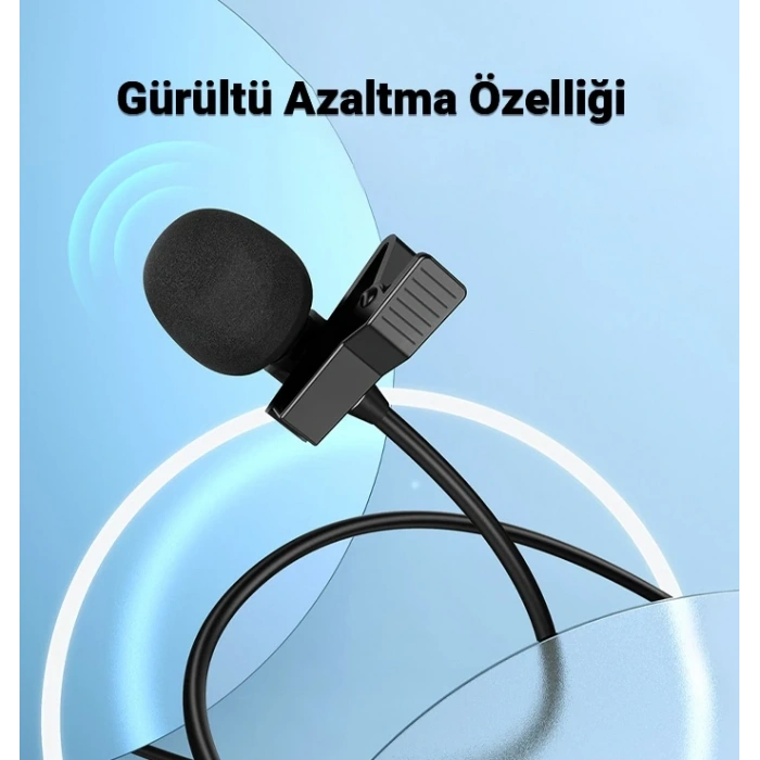 VipMarketim HOCO L14 iPhone Lightning Kablolu Profesyonel Yayıncı Yaka Mikrofonu 2mt-(5775)