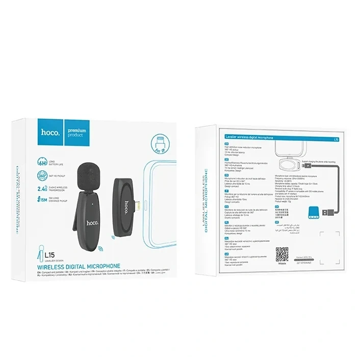 VipMarketim HOCO L15 iPhone Lightning Kablosuz Mini Yaka Mikrofonu-(5775)