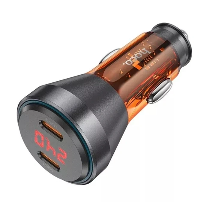 VipMarketim HOCO NZ12C Graceful PD60W 2 Type-C Girişli Araç Çakmaklı Hızlı Şarj Aleti-(5775)