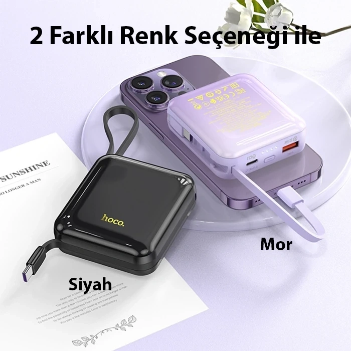 VipMarketim HOCO Q23 Blade 10000mAh 22.5W+PD20W Kablolu Powerbank-(5775)