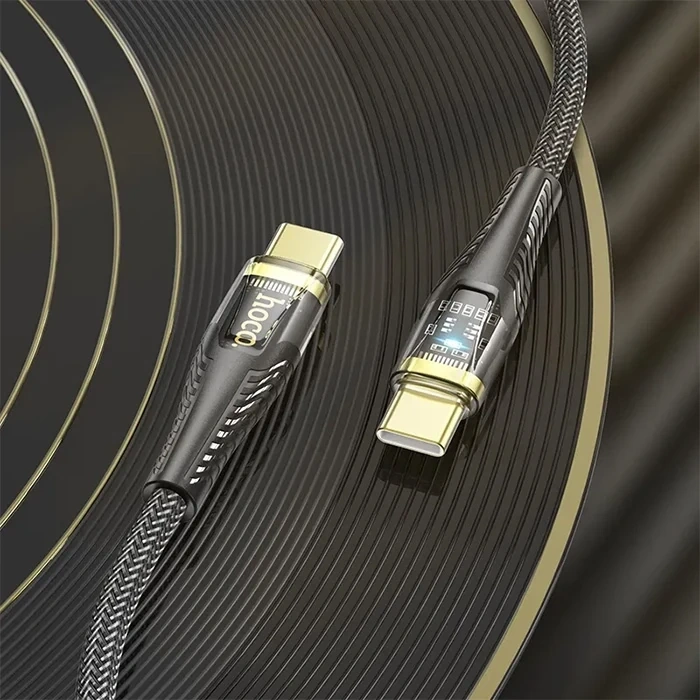 VipMarketim HOCO U121 Gold standard Transparent Discovery Edition 60W Type-C to Type-C Hızlı Şarj ve Data Kablos-(5775)