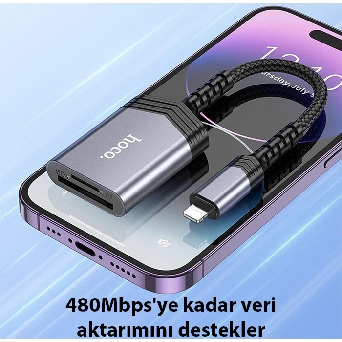 VipMarketim Hoco UA25 2-in-1 İPhone Lightning Kart Okuyucu-(5775)