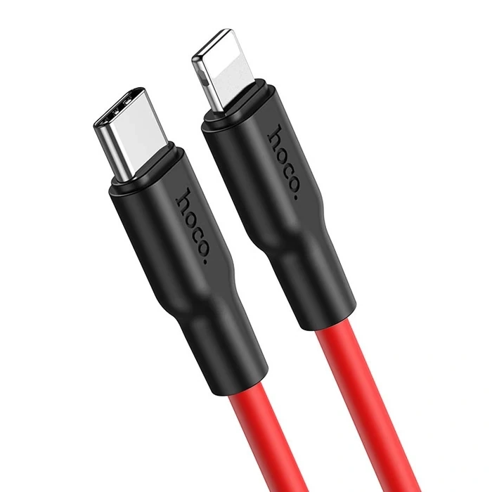 VipMarketim HOCO X21 Plus PD 20W Type-C to iPhone Lightning Silikon Hızlı Şarj ve Data Kablosu-(5775)