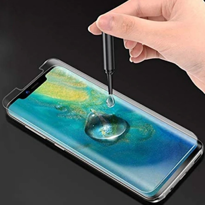 VipMarketim Huawei Mate 30 Pro Full Liquid+UV Işık 3d Kırılmaz Cam Ekran Koruyucu-(5775)