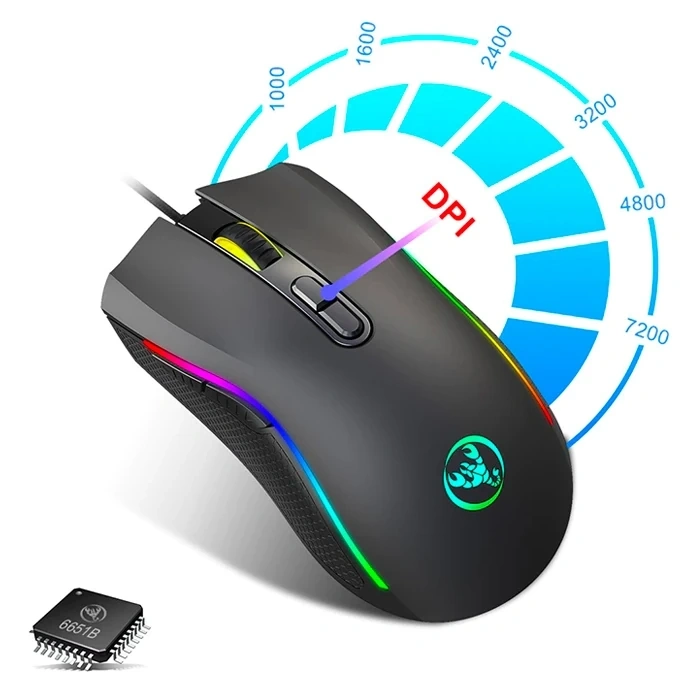 VipMarketim HXSJ A869 7200DPI Ayarlanabilir RGB Işık Gaming Oyuncu Mouse-(5775)