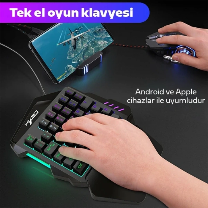 VipMarketim HXSJ V100+ A869 Gaming 7200 DPI 7 RGB ışıklı Oyuncu Klavye+Oyuncu Mouse-(5775)