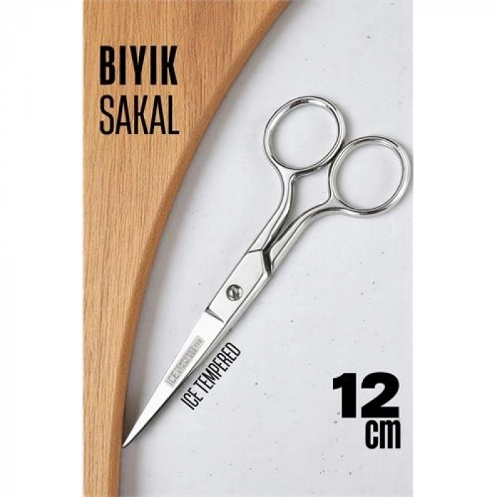 VipMarketim Ice Tempered 702 Bıyık Makası - Bıyık Sakal Düzeltme Makası Kuaför Makası 12 cm